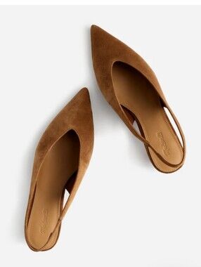 NWOT Madewell Emilie Pointed Toe Slingback Pump Tan Suede $178 Sz 8.5